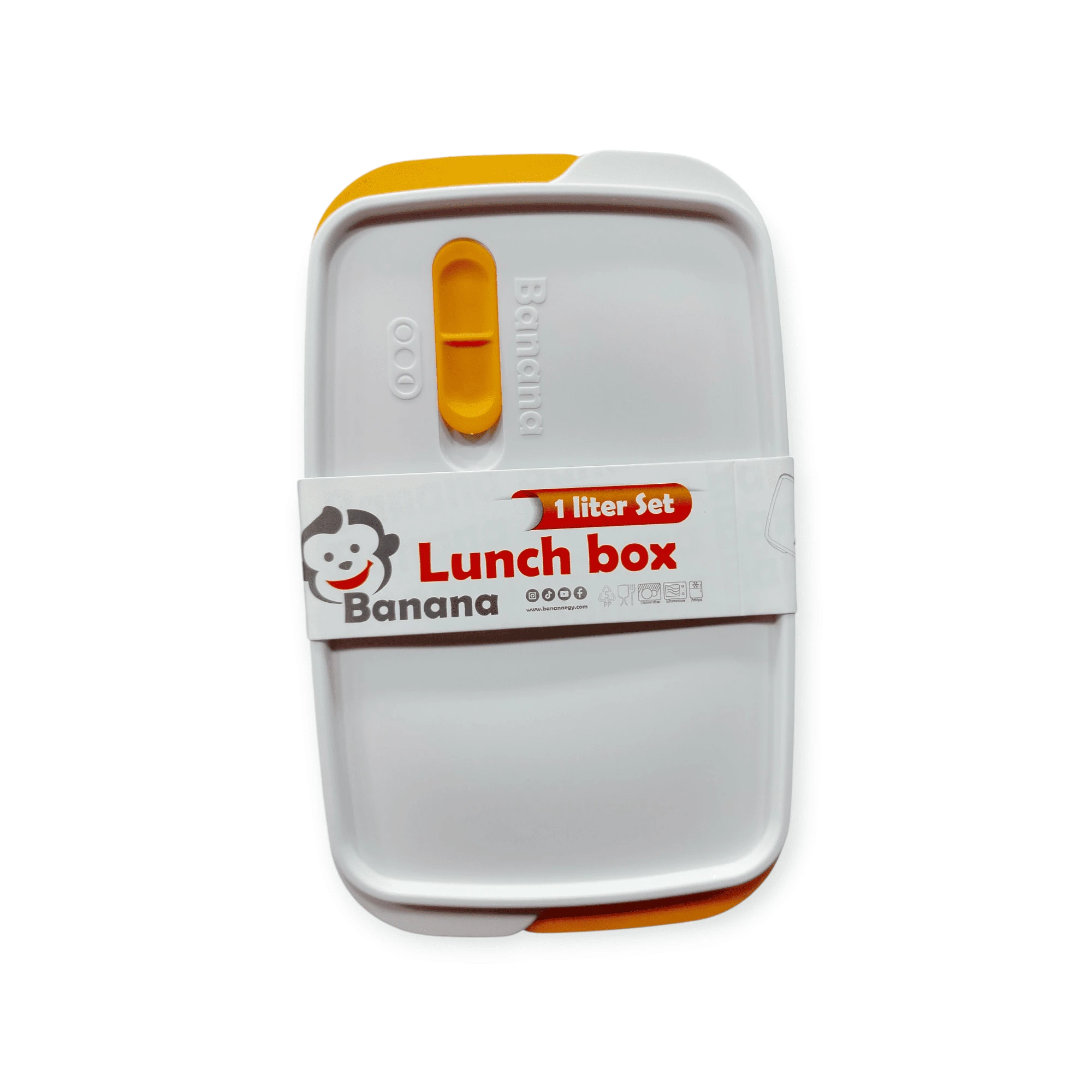 لانش بوكس مقسم 1 لتر + 1لتر غير مقسم BANANA+ طقم شوكه وسكينه--12